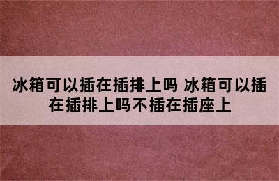 冰箱可以插在插排上吗 冰箱可以插在插排上吗不插在插座上